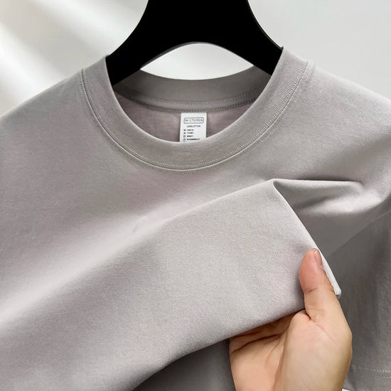 100% pure cotton summer high-end brand men's short sleeve round neck fashionable style half sleeved top breathable T-shirt - Tasawoq