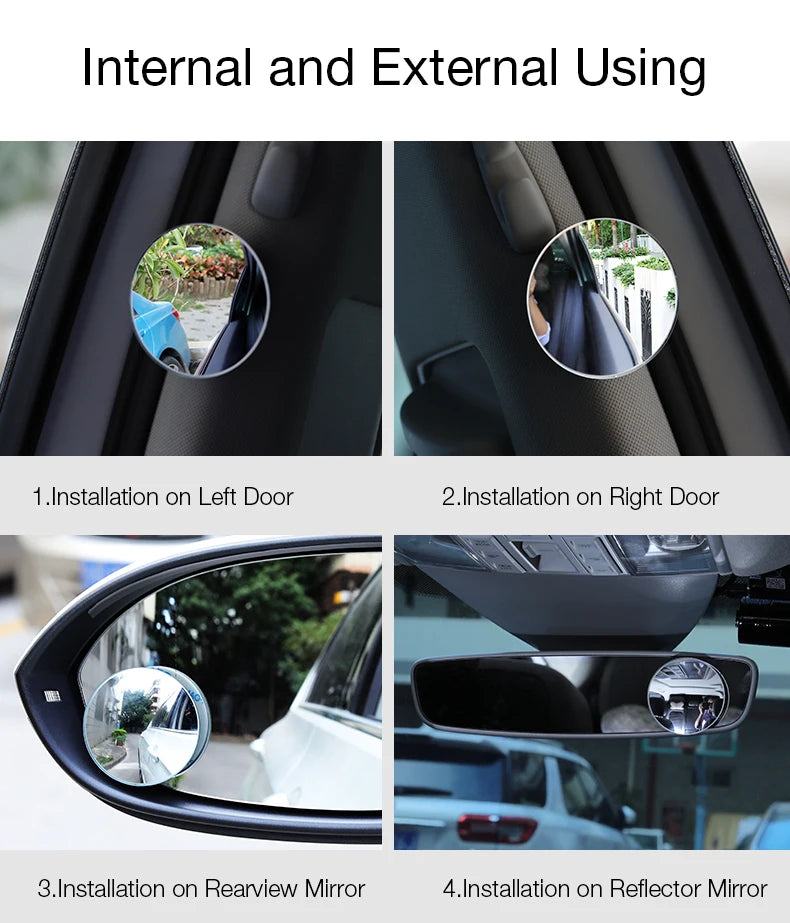 2pcs Blind Spot Mirror Car Rearview Mirror HD Adjustable-Degree Convex Glass Universal Car Assecories Broaden Horizons