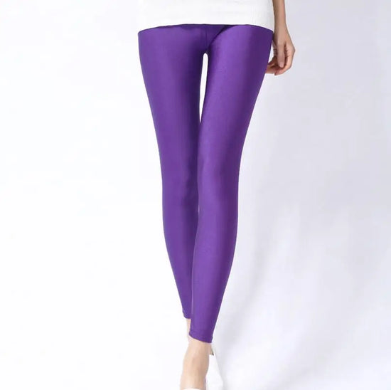 New Spring Solid Candy Neon Leggings for Women High Stretched Female Legging Pants Girl Clothing Leggins Plug Size - Tasawoq