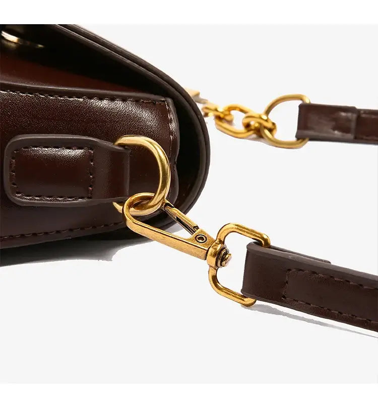 Small Leather Saddle Armpit Bags for Women Summer Chain Shoulder Crossbody Bag Ladies Vintage Underarm Handbags Woman bolsa - Tasawoq