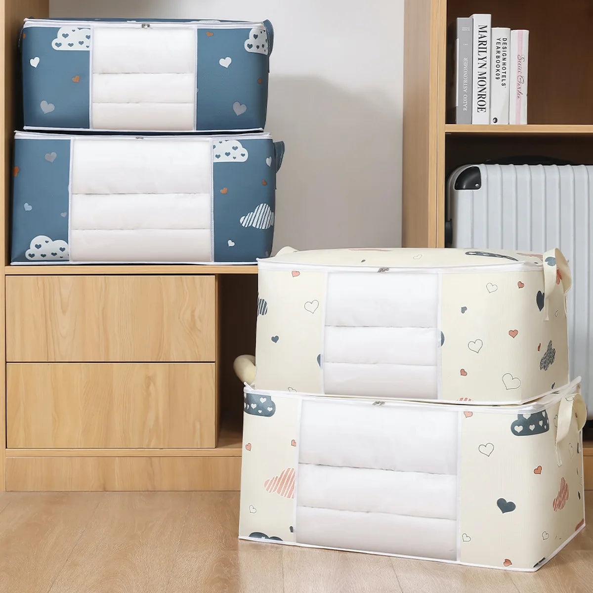 Quilt Clothes Big Capacity Storage Bag Quilt Bedding Storage Closet Organizer Wardrobe Organizer Blanket Sorting Bags Dust-proof - Tasawoq