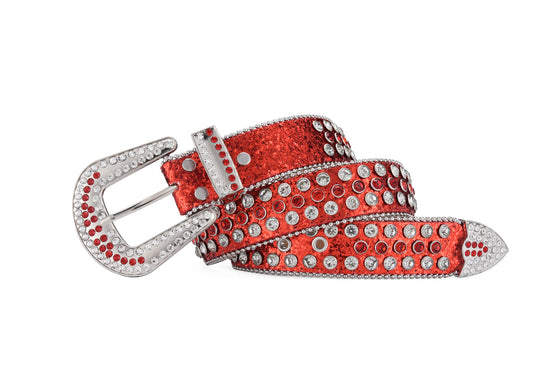 Men's Jeans Rhinestone Large Size Belt Women's Belt Western Denim Shiny Rivet Design Leather HipHop Punk Rock Y2K Style Belt - Tasawoq