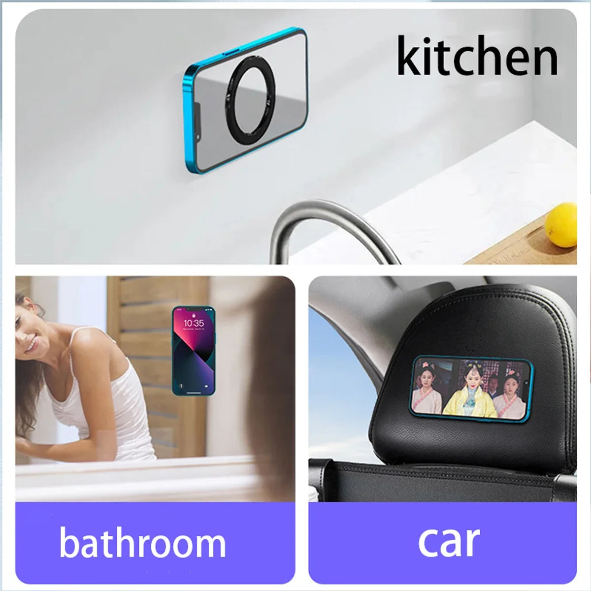Magnetic Ring Holder For iPhone 15 14 13 12 Pro/Plus Wall Mobile Phone Magnet Stand in Car Cell Phone Metal Bracket Magnet Mount