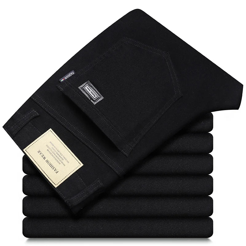 Fashion Loose Straight Business Casual Stretch Denim Pants Male Brand Trousers 3 Colors Plus Size Mens Clothing Slim Jeans 28-44 - Tasawoq