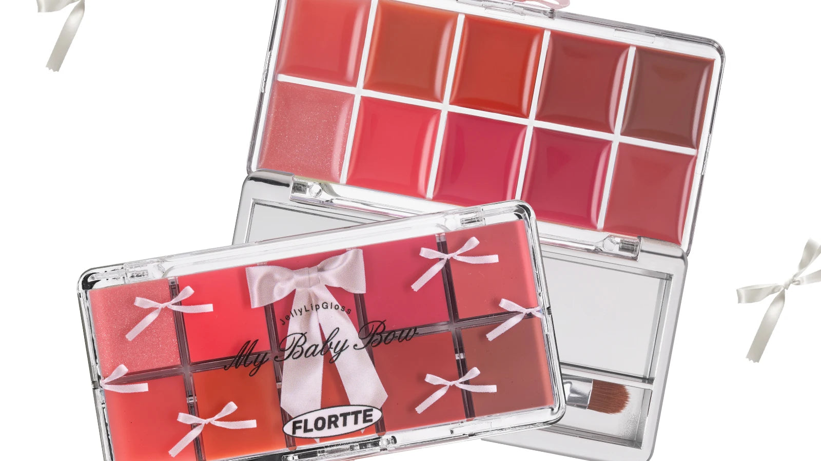 FLORTTE & My Baby Bow 10-color jell ylip gloss palette lipstick lip glaze - Tasawoq