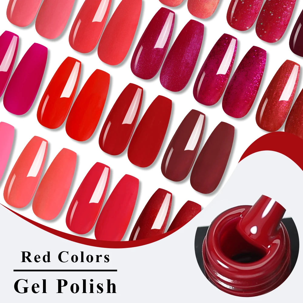 NAILCO Red Colors Series 15ML Nail Gel Polish Nail Supplies Semi Permanent For Nail Art Manicure Soak Off LED UV Hybrid Varnish - Tasawoq