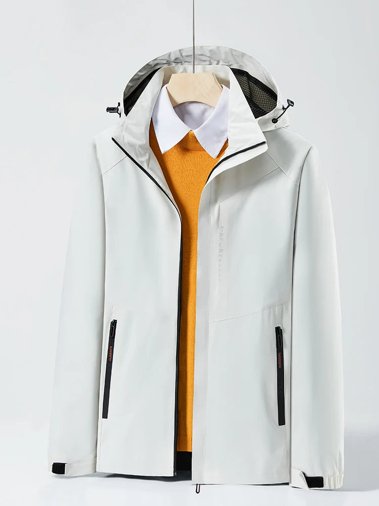 Spring Autumn Casual Jacket Men/Women Outdoor Waterproof and Windproof Hooded Windbreaker Coats - Tasawoq