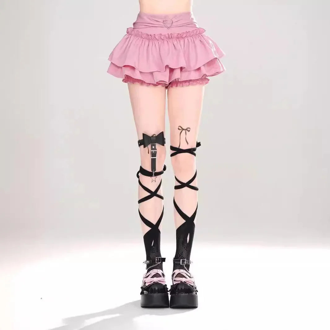 Pink A- line Mini Skirt Women's Summer 2024 New Style Puffy Slimming Cake Skirt A- line Pleated Dress Lightweight Fashion - Tasawoq
