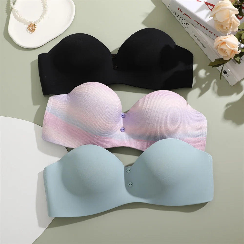 Women Sexy Seamless Bras Adjustable Push Up Brassiere No Steel Female Comfortable Underwear Ladies Solid Color Lingerie Bralette - Tasawoq