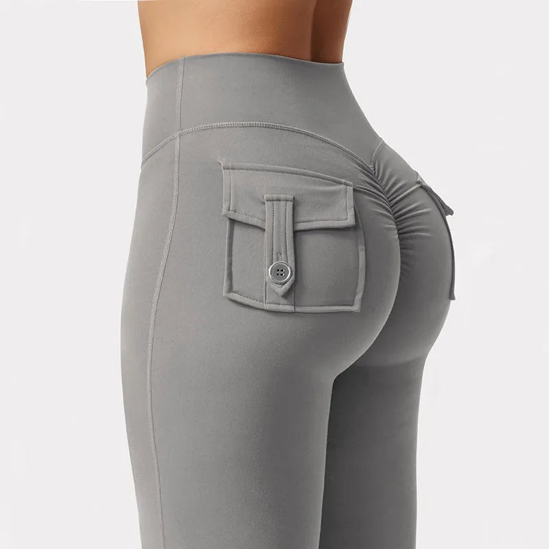 2024 Newest Women Wide Leg High Stretch Yoga Leggings Naked Feeling Compression Fitness Workwear with pockets Yoga Pant ﻿ - Tasawoq