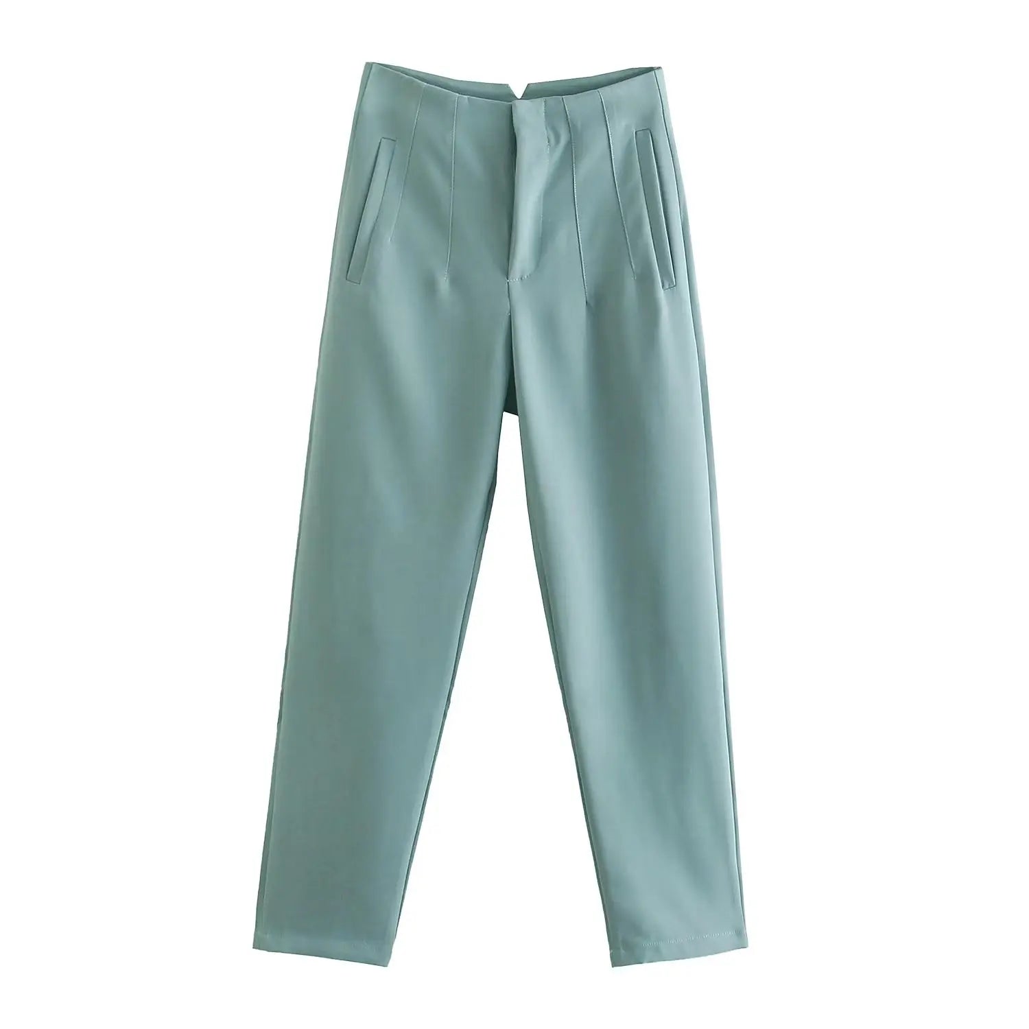 Willshela Women Fashion Straight Pants High Waist Front Zipper Trousers Vintage Full Length Female Chic Lady - Tasawoq
