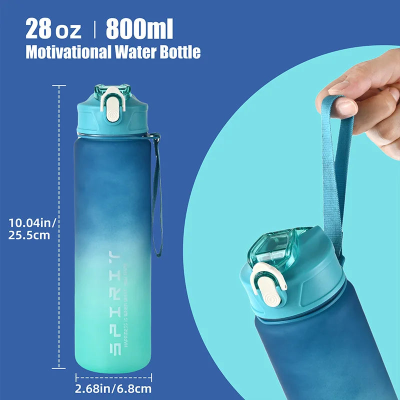 1PCS 800ML Large Capacity Sports Water Bottle Leak Proof Colorful Plastic Cup Drinking Outdoor Travel Portable Gym Fitness Jugs - Tasawoq