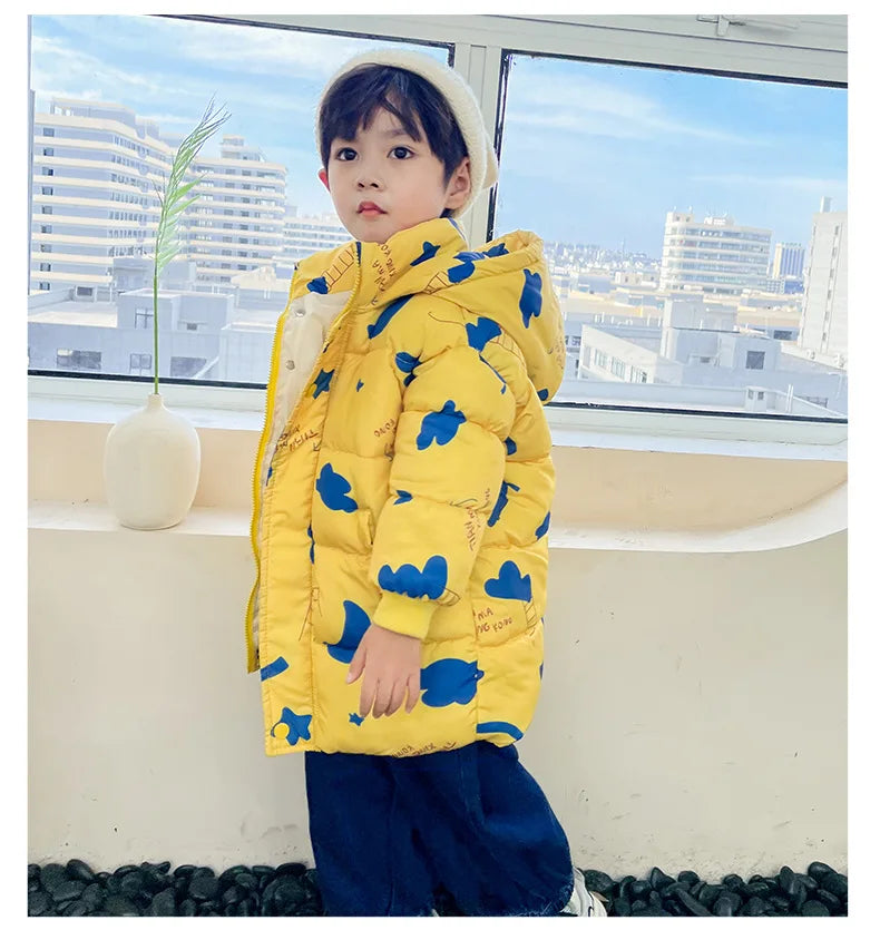 New Girls Boys Down Jacket Winter Coats Children Clothes Hooded Windbreaker Coat For Kids 2-7 Years Cotton Warm Outerwear - Tasawoq
