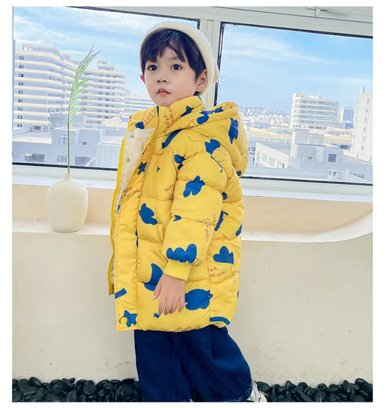 New Girls Boys Down Jacket Winter Coats Children Clothes Hooded Windbreaker Coat For Kids 2-7 Years Cotton Warm Outerwear - Tasawoq