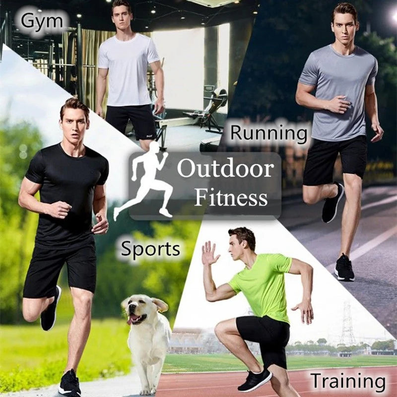 Men's Quick Dry Short Sleeve Gym Running Moisture Wicking Round Neck T-Shirt Training Exercise Gym Sport Shirt Tops Lightweight - Tasawoq