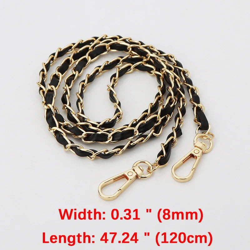 120cm Purse Chain Strap Crossbody Handbag Chains Replacement Leather Shoulder Bag Chain Straps Diy Women Girl Bag Part Accessory - Tasawoq