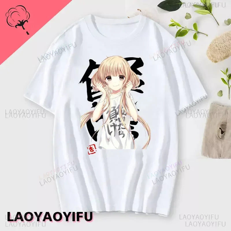 If You Work You Lose - Anzu Futaba Version T-Shirt 2024 New Kawaii Anime Cotton T-shirt Tees for Men Funny cartoon Otaku Tshirt - Tasawoq