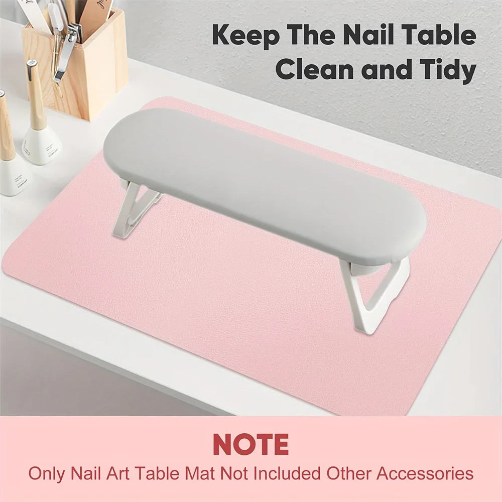 Nail Art Table Mat Foldable Hand Rest Pad For Nail Armrest Cushion Waterproof Scratch Dirt Resistant Leather Studio Desk Mat - Tasawoq