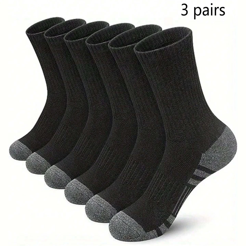 3 Pairs Men's Outdoor Gym Socks High Quality Comfortable Soft Ground-Gripping Football Large Size New Style - Tasawoq