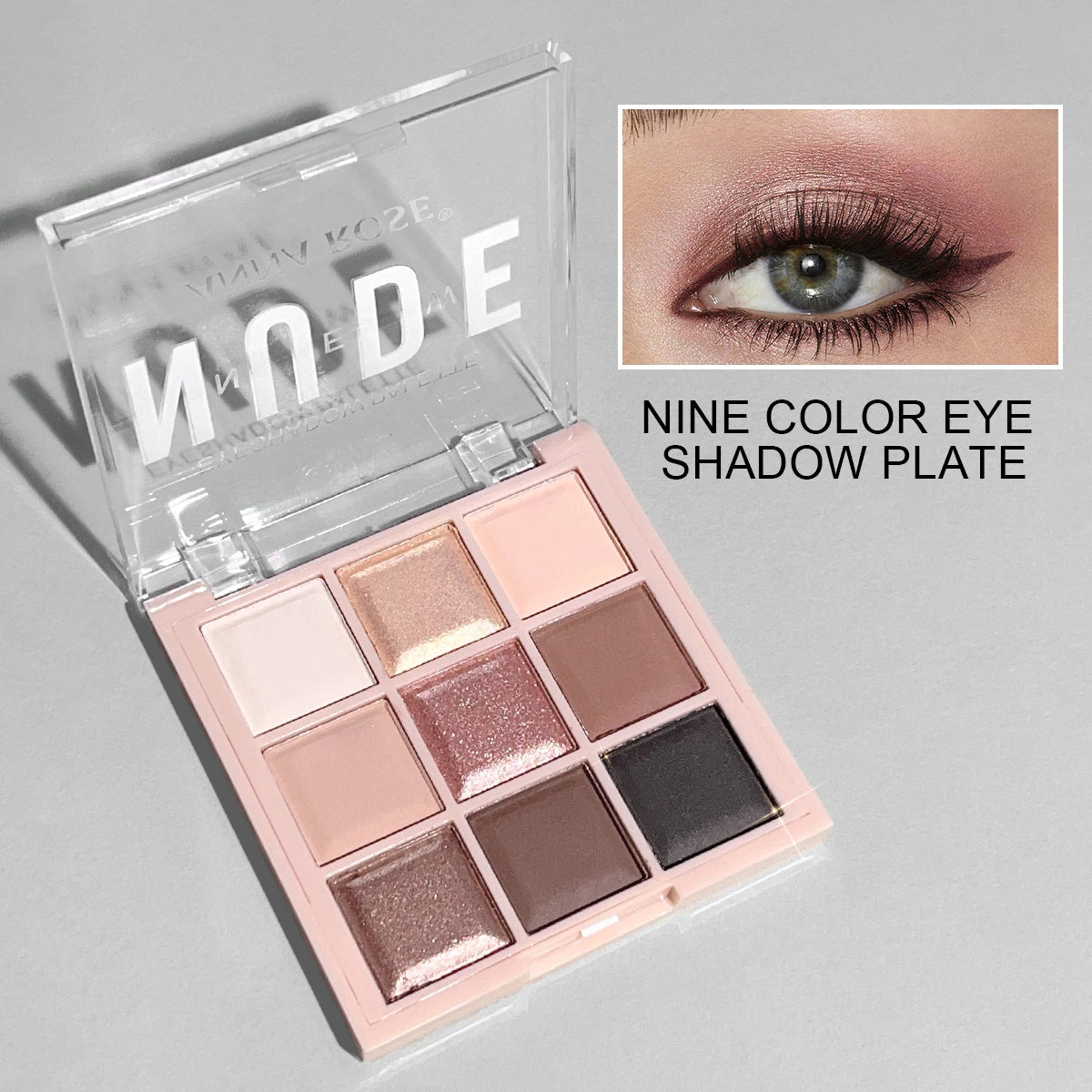 9-Color Eyeshadow Palette with Fine Glitter, Shimmer, Matte, Milk Tea Shades; Mini, Daily Use, Student-Friendly Makeup - Tasawoq