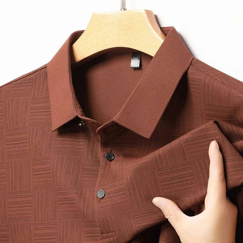 2024 Men's New Printed Business Casual Short sleeved POLO Shirt Fashion Short sleeved Comfortable and Breathable Top - Tasawoq