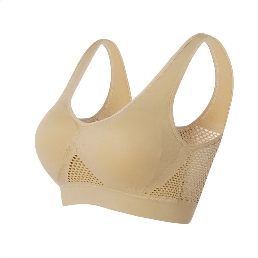 Seamless Mesh Women Sports Bras Fitness Gym Running Underwear Shockproof Bra Wireless 6XL Plus Size Crop Top Breathable Yoga Bra - Tasawoq