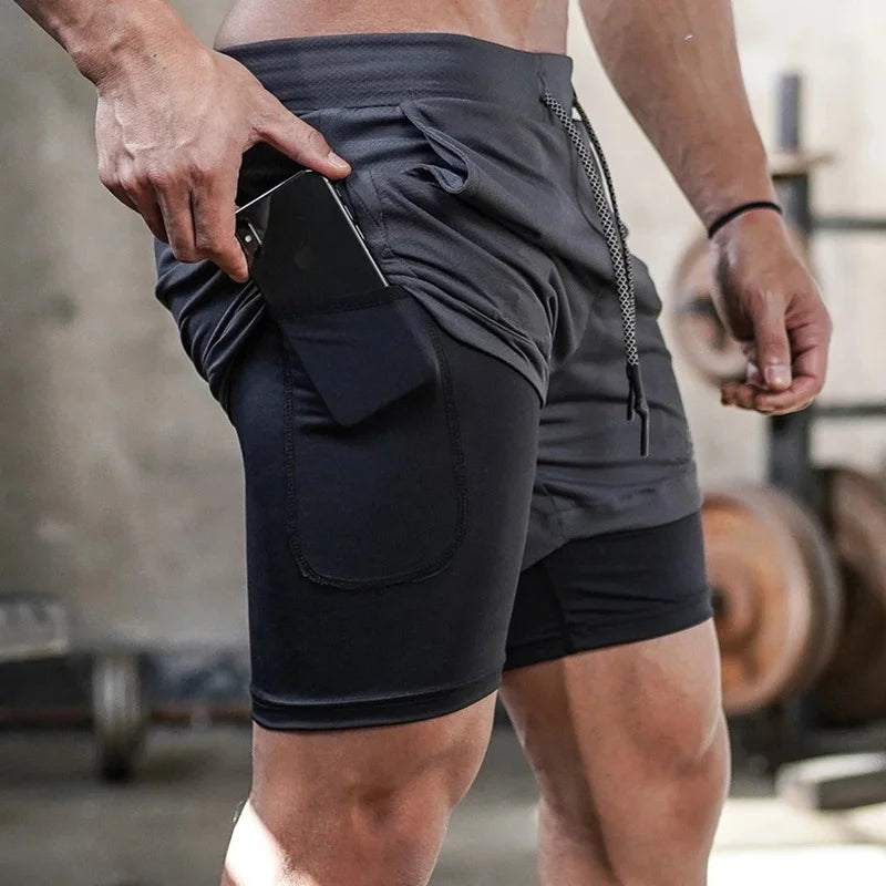 Camo Running Shorts Men Gym Sports Shorts 2 In 1 Quick Dry Workout Training Gym Fitness Jogging Short Pants Summer Men Shorts - Tasawoq