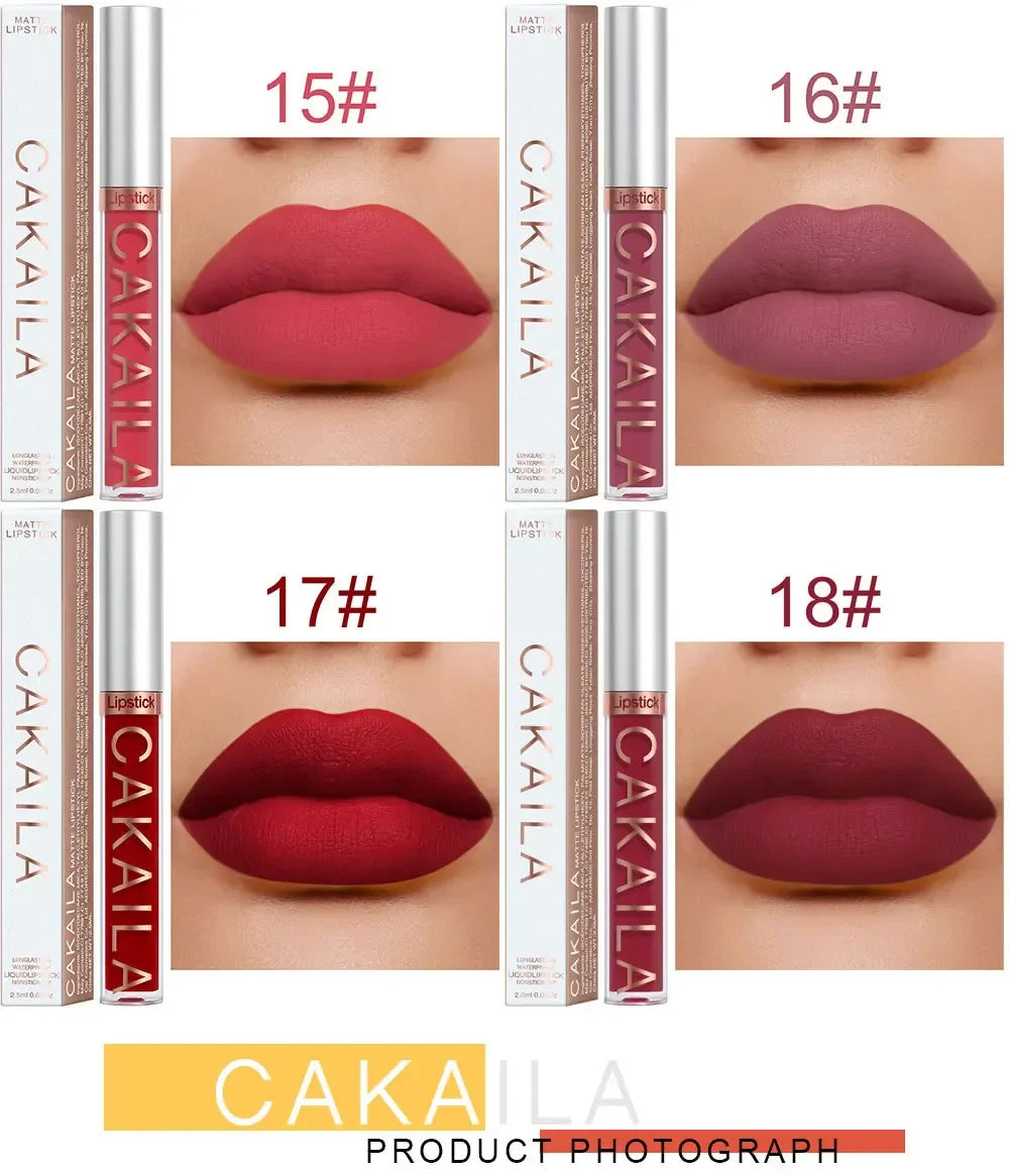 1PC Velvet Matte Lipstick Lip Gloss Light Red Liquid Lip Tint Cream Pigment Long Lasting Silky Texture Lips Women's Cosmetics - Tasawoq