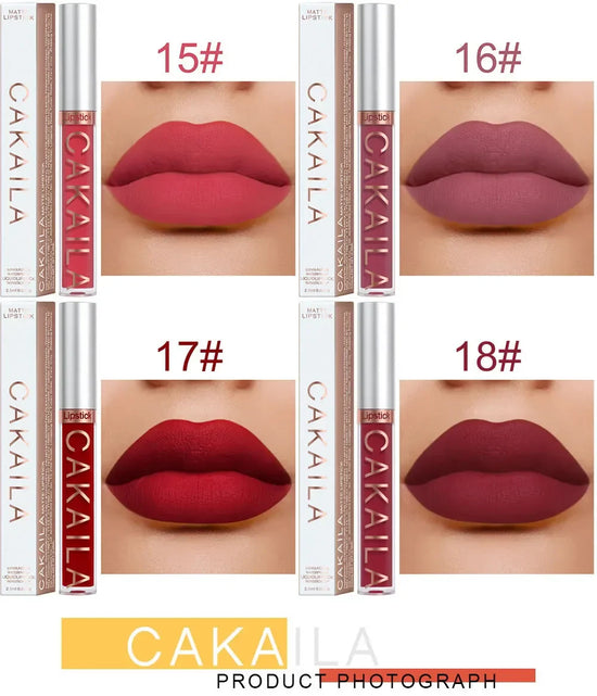 1PC Velvet Matte Lipstick Lip Gloss Light Red Liquid Lip Tint Cream Pigment Long Lasting Silky Texture Lips Women's Cosmetics - Tasawoq