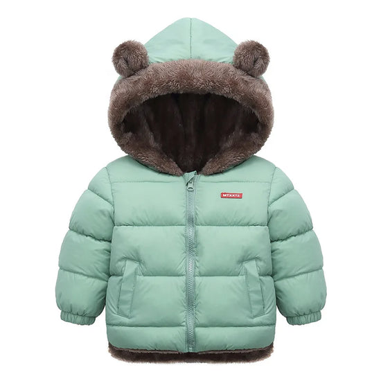 Baby Boys Girls Jacket Hooded Cotton Outerwear Children's Thick Fleece Coat Cashmere Padded Jackets Winter Boys Girls Warm Coats - Tasawoq