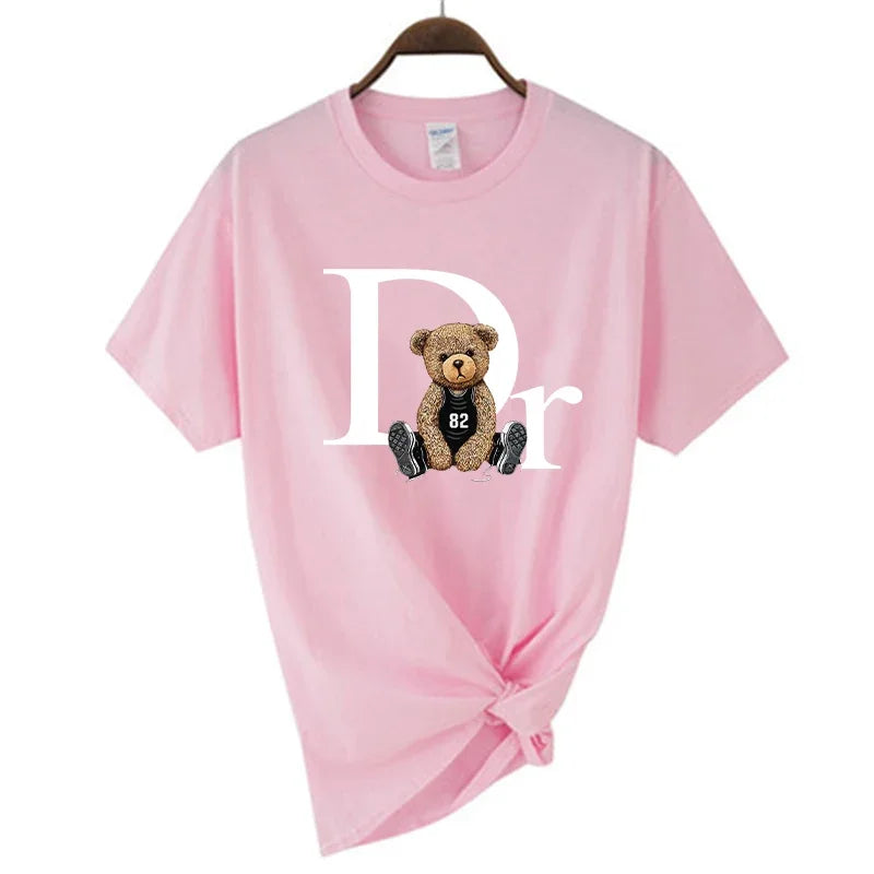 Luxury Brand Cute Bear Print Women T-shirt Tshirt Summer Graphic Fashion Female T Shirts Woman Clothing Free Shipping - Tasawoq