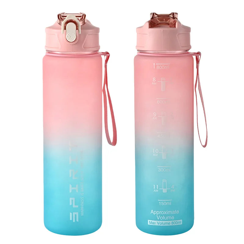 1PCS 800ML Large Capacity Sports Water Bottle Leak Proof Colorful Plastic Cup Drinking Outdoor Travel Portable Gym Fitness Jugs - Tasawoq