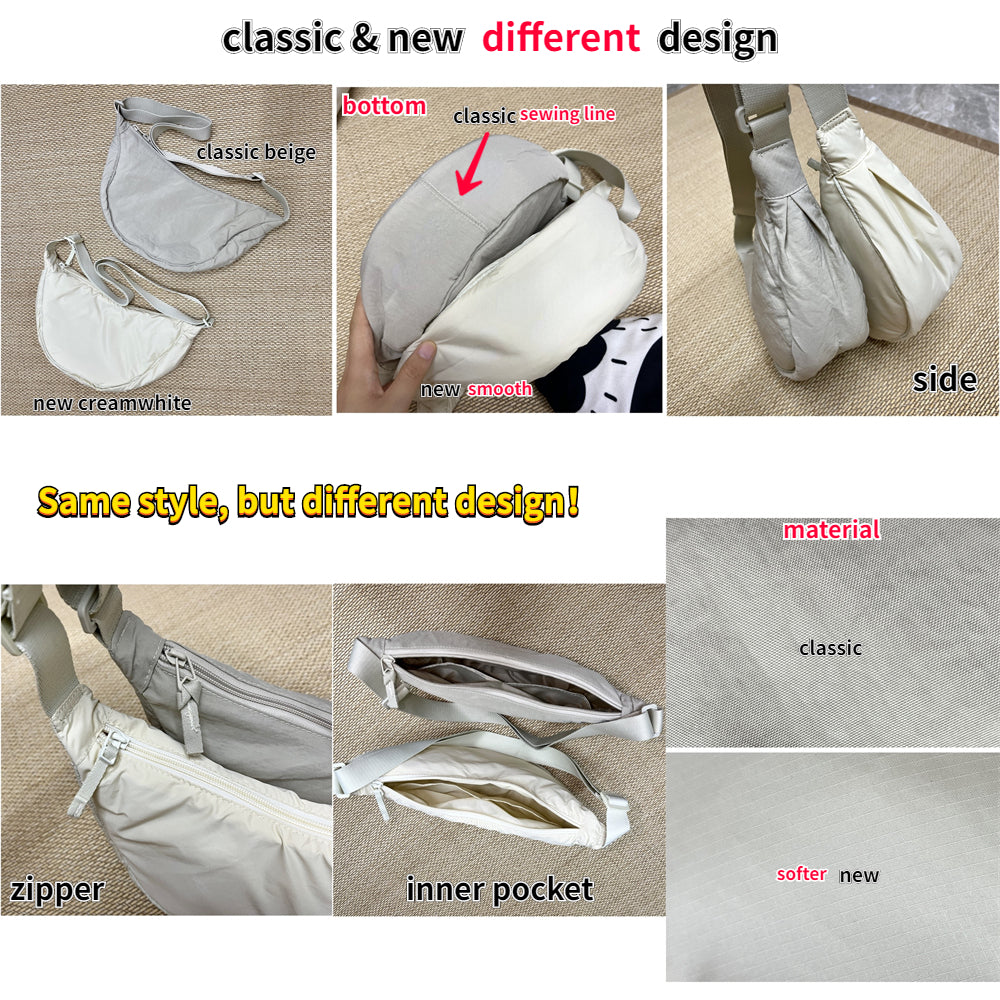 Solid Color Women's Portable Shoulder Bag Simple Female Nylon Cloth Padded Crossbody Bags Travel Purse Handbags Messenger Bag - Tasawoq