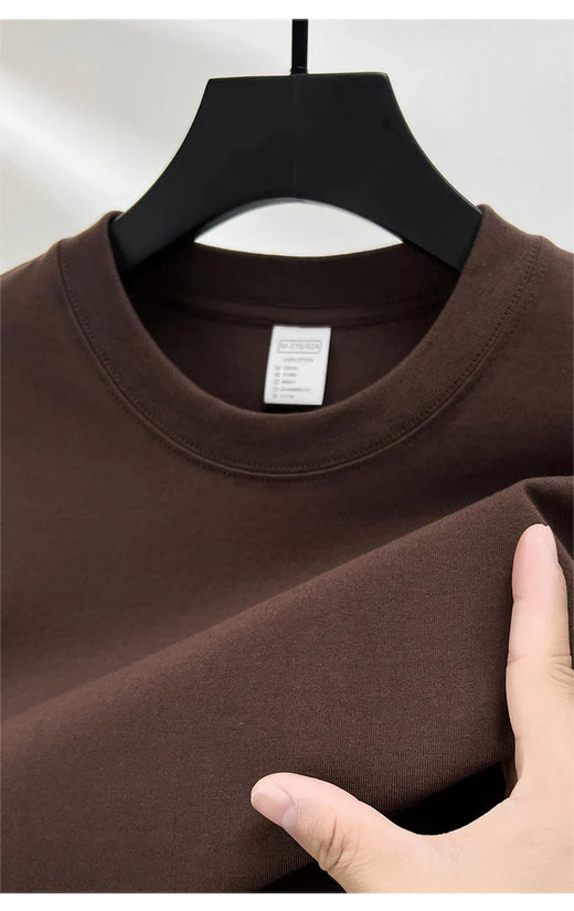 100% pure cotton summer high-end brand men's short sleeve round neck fashionable style half sleeved top breathable T-shirt - Tasawoq