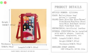 Women Bags Soft Leather Wallets Touch Screen Cell Phone Purse Crossbody Shoulder Strap Handbag for Female Cheap Women's Bags - Tasawoq
