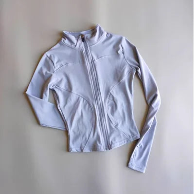 Outdoor Sports Long Sleeved Women Slim Yoga Clothes Quick Dry Zipper Cardigan Stand Up Collar Jacket Running Fitness Jacket Top - Tasawoq