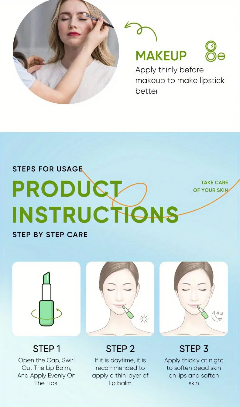 Lip Aloe Balm Nourishing, Refreshing, Hydrating and Moisturizing Preventing Cracking and Repairing Lips Gentle Non Irritating - Tasawoq