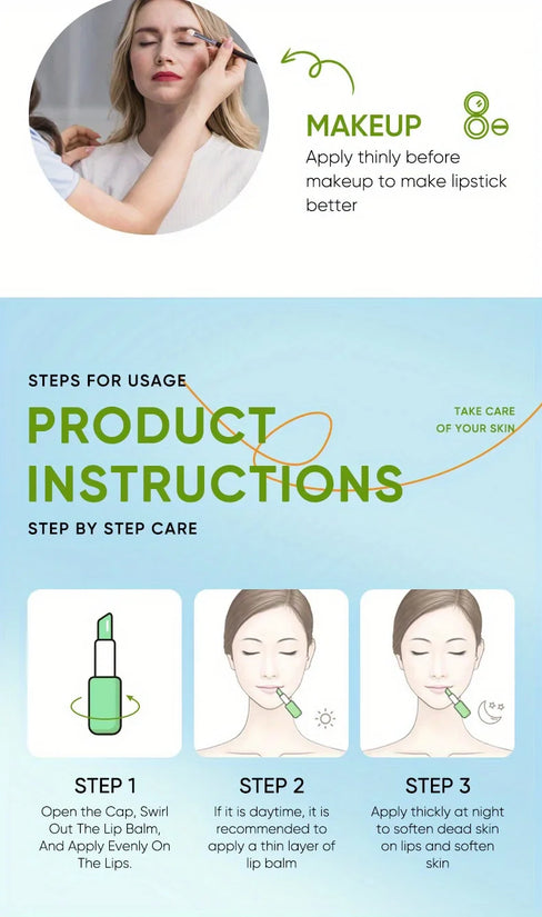 Lip Aloe Balm Nourishing, Refreshing, Hydrating and Moisturizing Preventing Cracking and Repairing Lips Gentle Non Irritating - Tasawoq