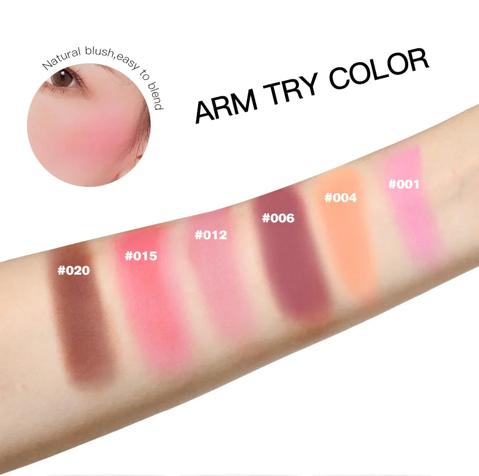 Blush Matte Natural Cheek Tint Brighten Face Waterproof Face Contouring Cosmetics Blush Powder Soft Female Makeup For Cheeks - Tasawoq