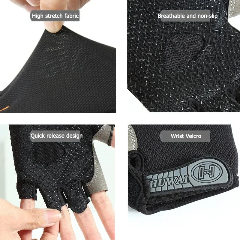 Gym Gloves Fitness Training Fingerless Men Women Bodybuilding Exercise Sports Gloves for Cycling Bicycle Anti Slip Breathable - Tasawoq
