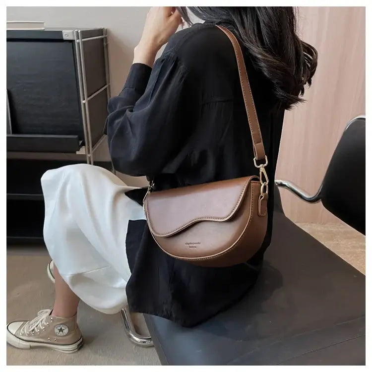 Small Leather Saddle Armpit Bags for Women Summer Chain Shoulder Crossbody Bag Ladies Vintage Underarm Handbags Woman bolsa - Tasawoq