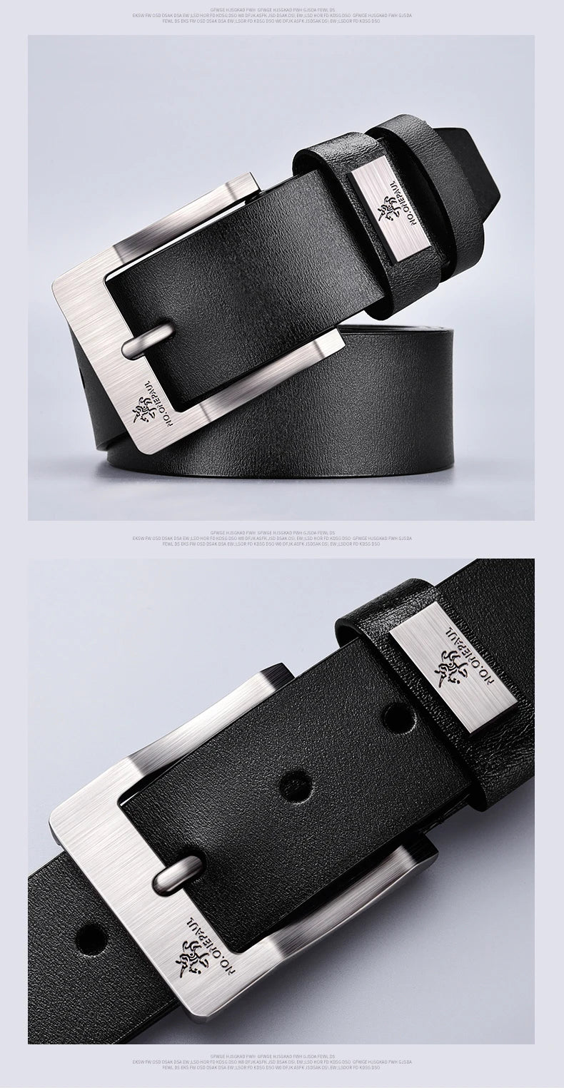 New Trend Men's High Quality Buckle Jeans Cowhide Casual Belt Business Denim Belt Men's Fashion Designer - Tasawoq