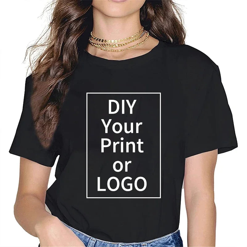 Custom T shirt Women Men Customised Printed 100% Cotton Short Sleeve Your Logo Photo Brand Text Tee Personalize Graphic Clothing - Tasawoq