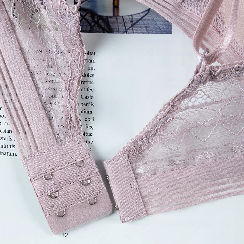 Floral Lace Bras for Women Sexy Lingerie Beauty Back Deep V Bralette Wire Free Thin Underwear Push Up Bra Female Brassiere - Tasawoq