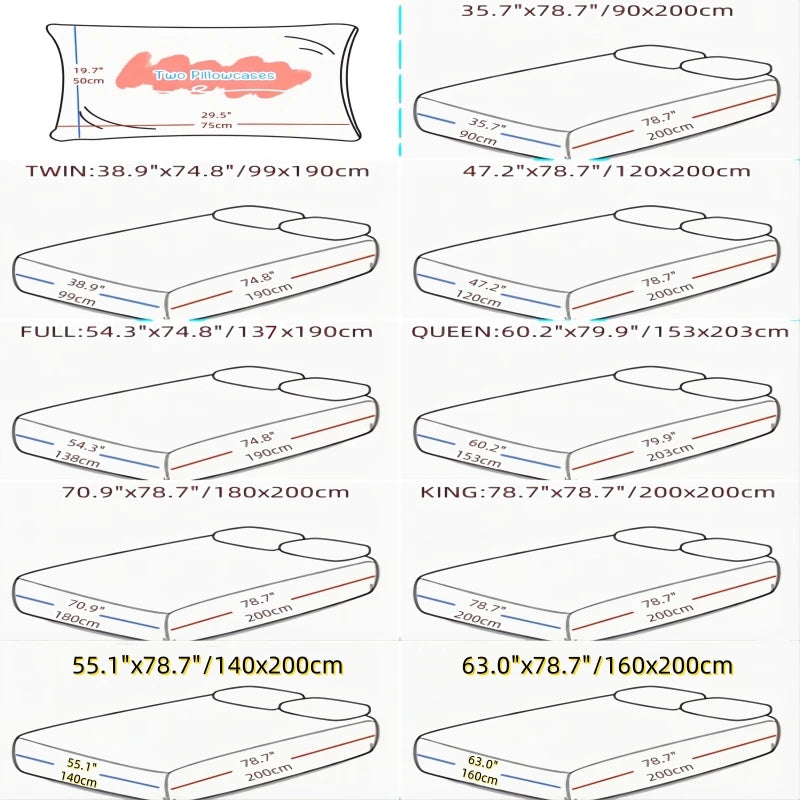 Kuup Polyester 3pcs Solid Color Queen Size Bedding Set - Fitted Sheet & Pillowcases with Elastic Band Mattress Cover - Tasawoq