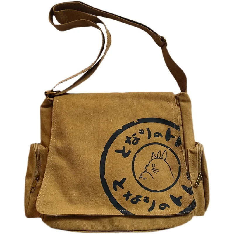 Vintage Cartoon Women Canvas Messenger Bag Large Capacity Tote Bag Women Shoulder Handbag - Tasawoq