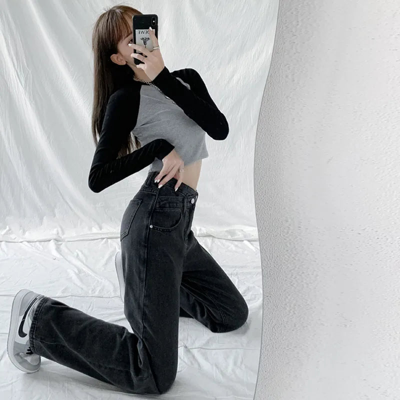 ZOENOVA Jeans Women Wide Leg Pants Mom Femme Black Blue Jeans High Waist Woman Trousers 2023 Clothing Pantalones Spodnie Damskie - Tasawoq