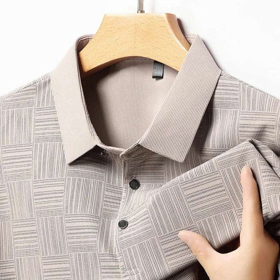 2024 Men's New Printed Business Casual Short sleeved POLO Shirt Fashion Short sleeved Comfortable and Breathable Top - Tasawoq