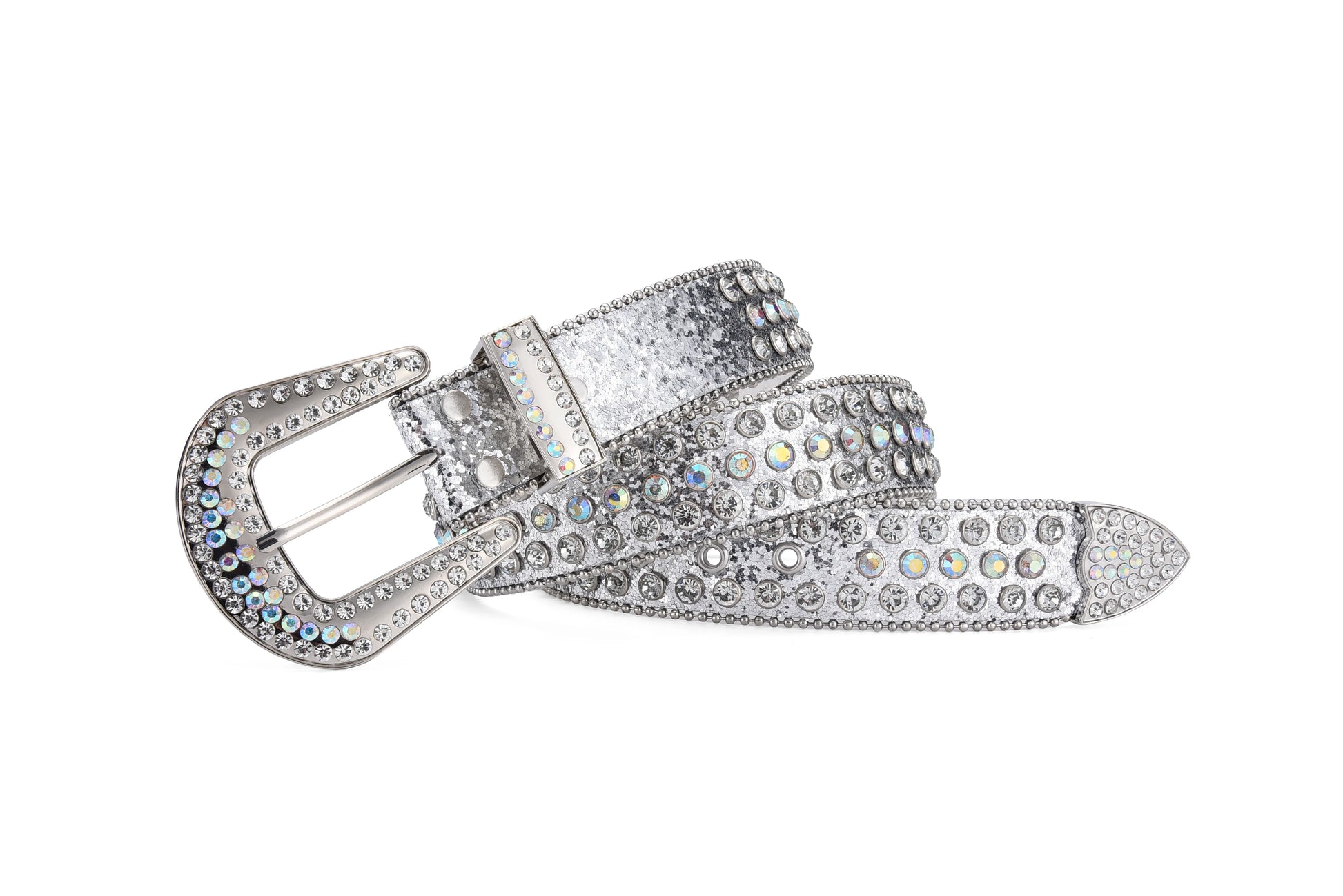 Men's Jeans Rhinestone Large Size Belt Women's Belt Western Denim Shiny Rivet Design Leather HipHop Punk Rock Y2K Style Belt - Tasawoq