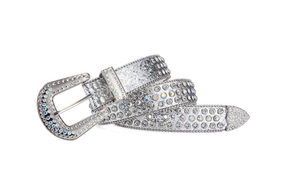 Men's Jeans Rhinestone Large Size Belt Women's Belt Western Denim Shiny Rivet Design Leather HipHop Punk Rock Y2K Style Belt - Tasawoq